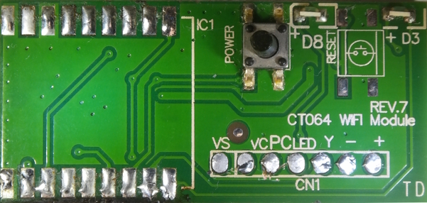 WiOn CTO64 Wifi Module R7 Front (ESP8266EX removed)