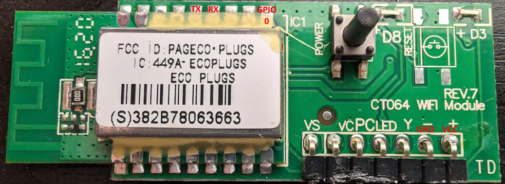 WiOn 50055 1620 CT064 Wifi Module Rev7 Flashing Pins